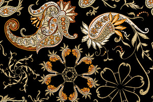 Embroidery Paisley Seamless Pattern