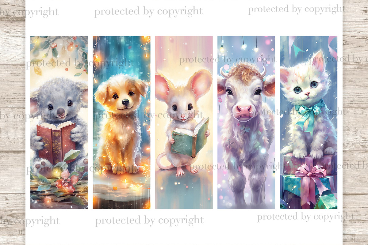 Cute Animals With Christmas Lights, an Animal Illustration by GlamArtZhanna (Photo 3 of 3)