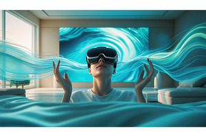 Woman wearing virtual reality, an Illustration by tilialucida