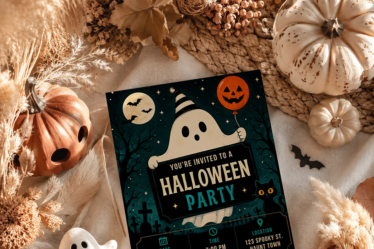 Cute Ghost Halloween Invitation, an Invitation Template by Arslan (Photo 5 of 5)