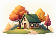 Dreamy Autumn Cottage Clipart Bundle, an Illustration by BIPLOB EXPERT (Thumbnail 11 of 13)