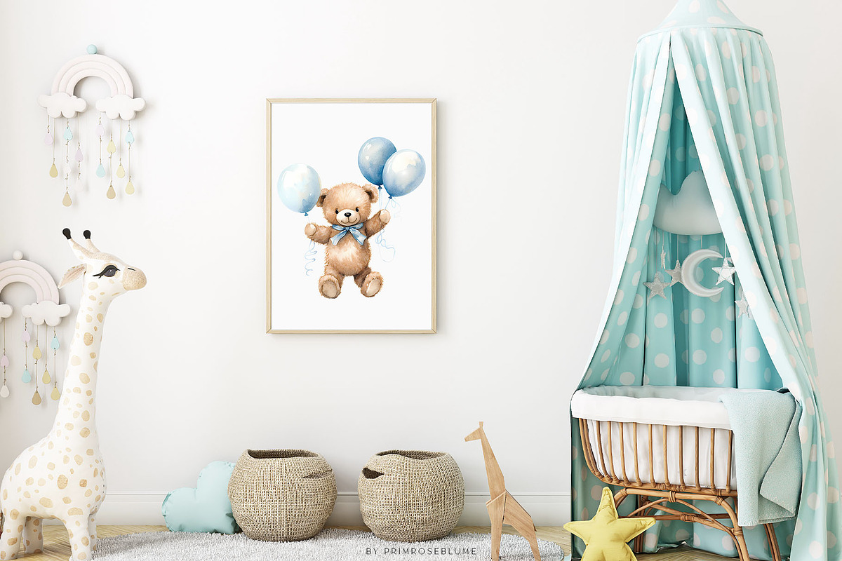 Cute Teddy Bear Baby Shower Clipart, a Decorative Illustration by Primrose Blume (Photo 5 of 5)