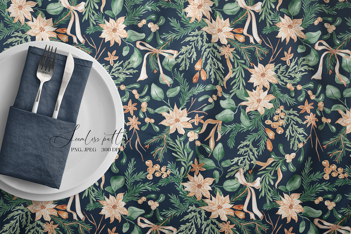 Festive Christmas Botanical Pattern, a Pattern Graphic by SirenaArt (Photo 14 of 15)