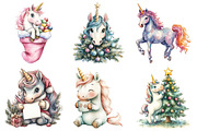 Cute Unicorn Christmas Clipart, an Illustration by Daily.Designs (Thumbnail 3 of 5)