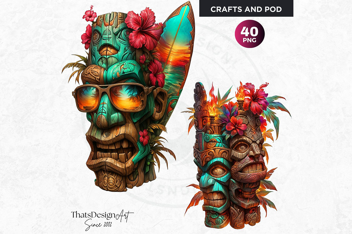Modern Tiki Totems Clipart Set, a Decorative Illustration by ThatsDesignArt (Photo 9 of 10)