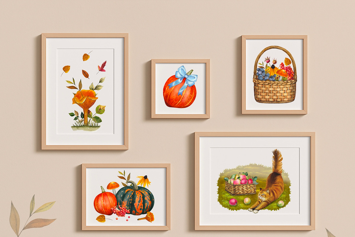 Watercolor Autumn Harvest Clipart, a Seasonal Illustration by DiashaArt (Photo 7 of 17)