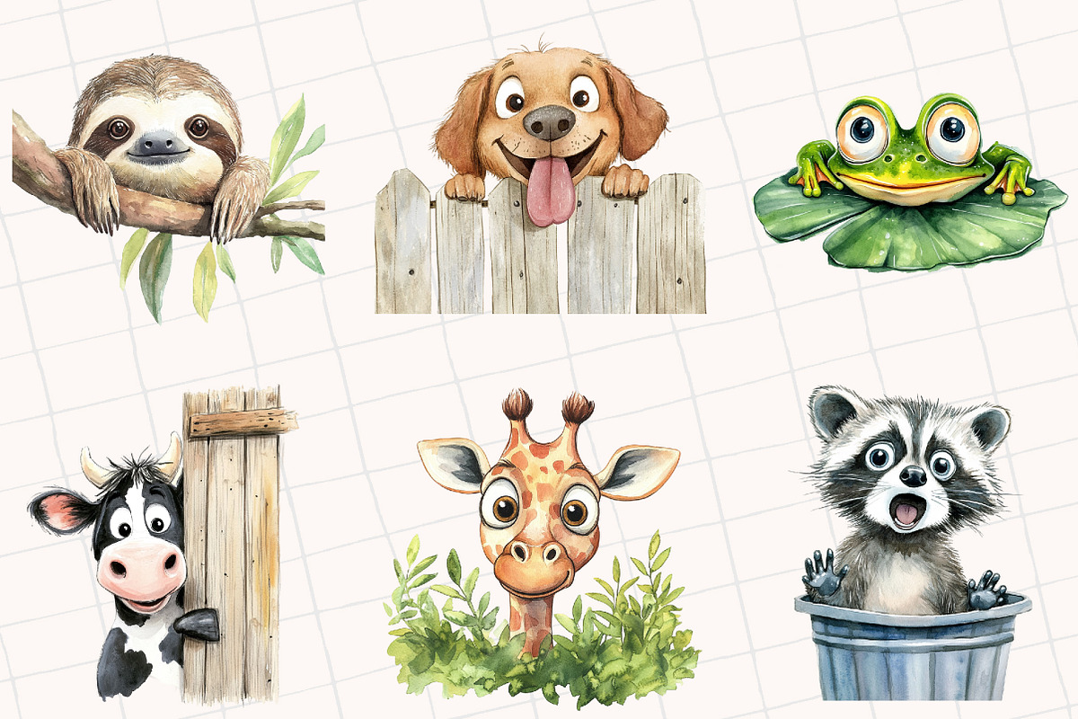 Funny Animals Peeking Clipart, an Illustration by OK Design (Photo 3 of 5)