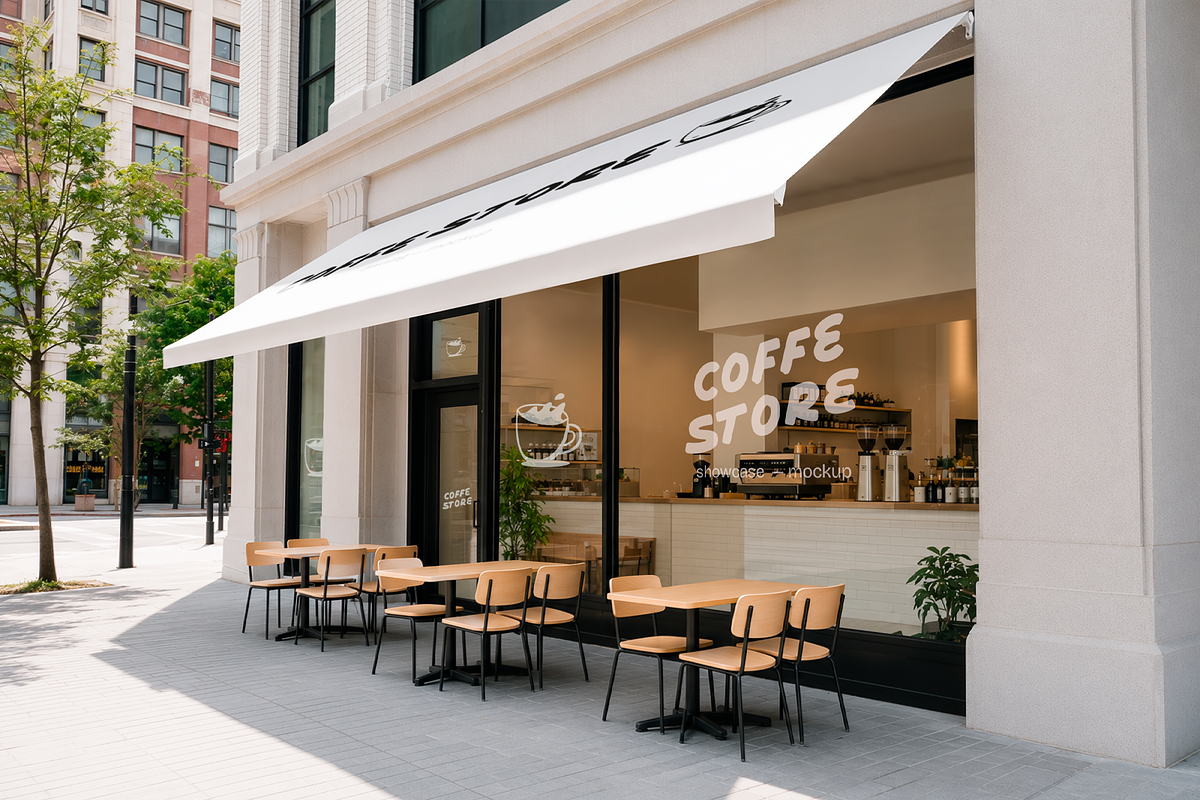 Restaurant Exterior Awning Mockup, an Advertising Mockup by The Rose Project (Photo 1 of 2)