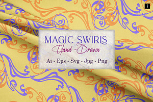 Magic Swirls – Vector Patterns, a Pattern Graphic by ilustrinna