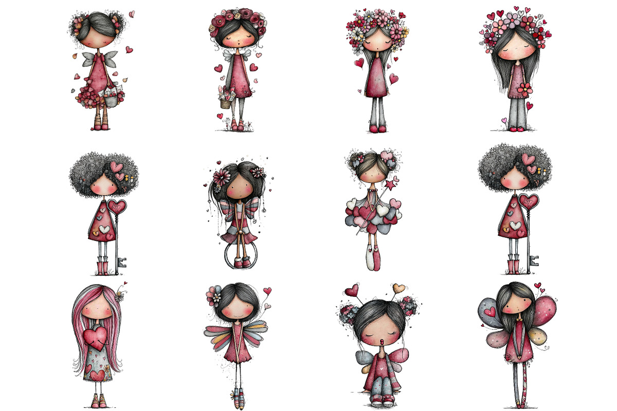 Watercolor Valentines Fairy Clipart, an Illustration by DreamArtGraphic (Photo 3 of 4)
