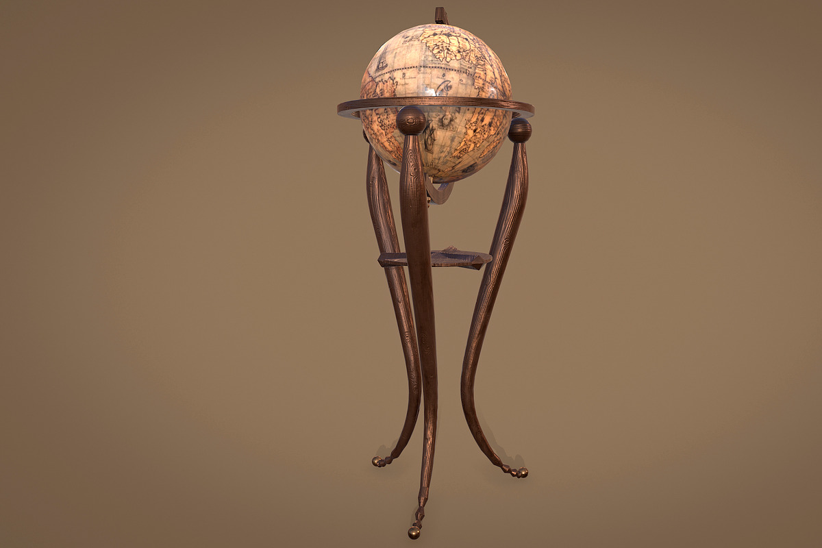 Vintage globe, a Furniture 3D Model by Snji | 3D Models (Photo 4 of 6)