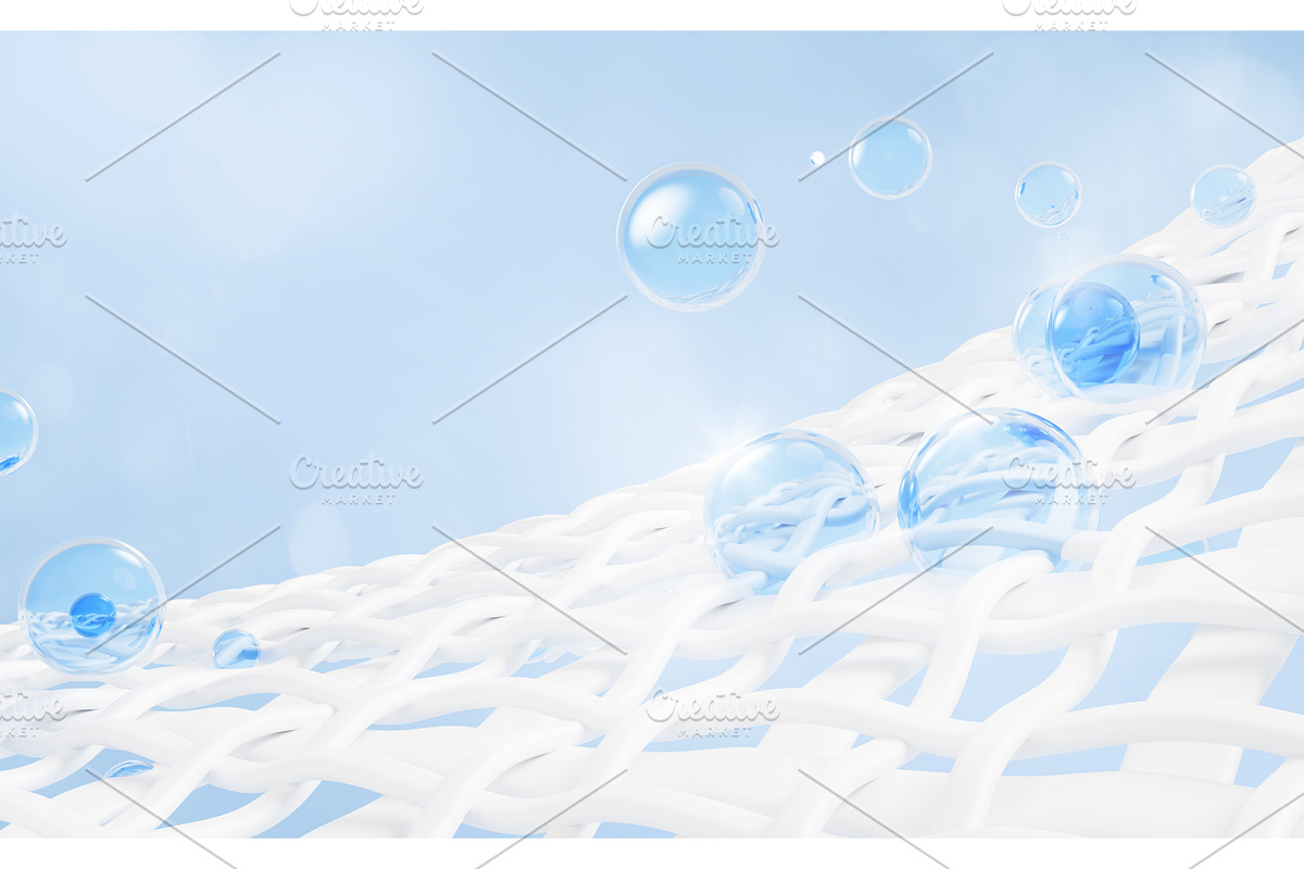 3D white fabric fibers with blue, an Environmental 3D Model by Marozhkastudio
