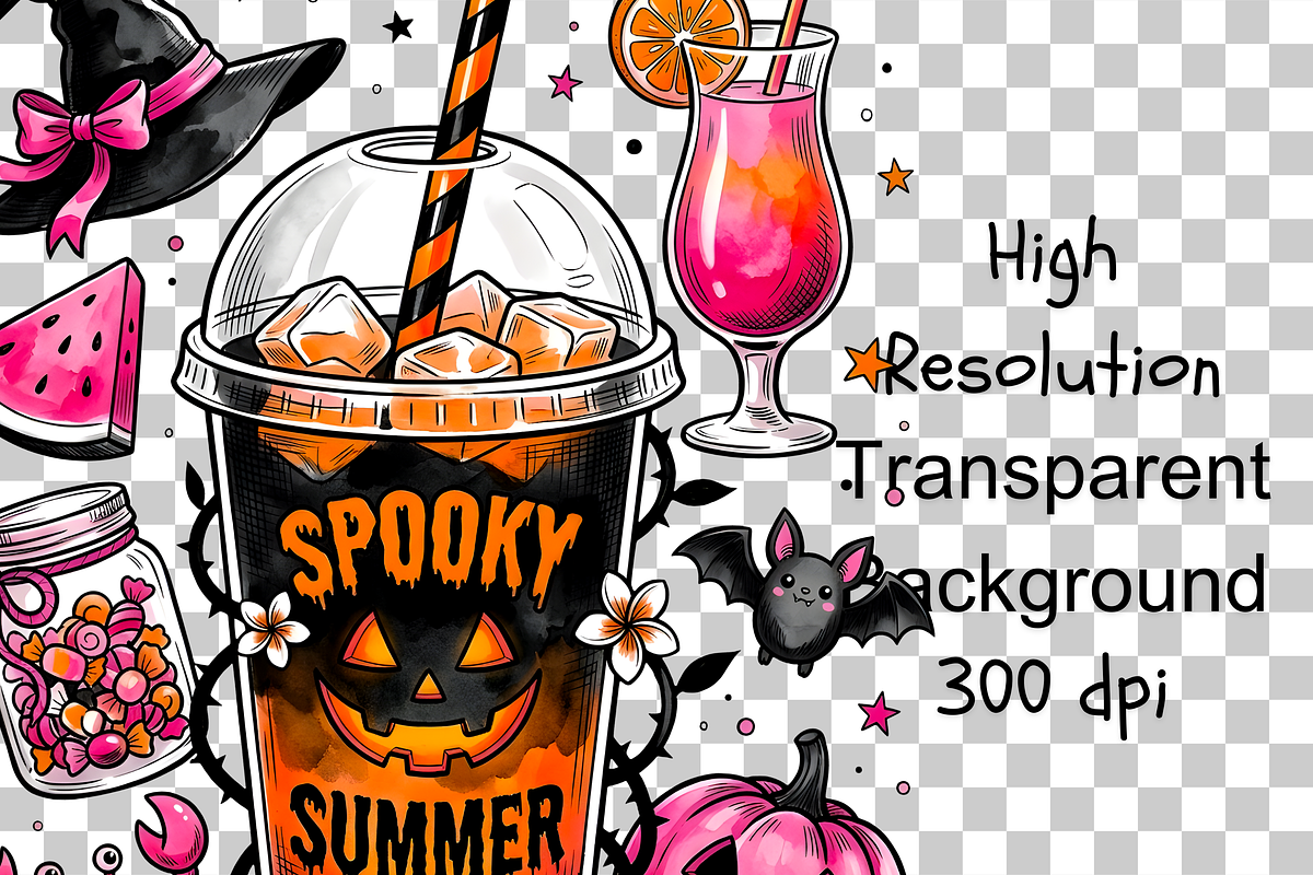 Spooky Summer, Skeleton Coffee PNG, an Object Illustration by Clipart Bloom (Photo 2 of 3)