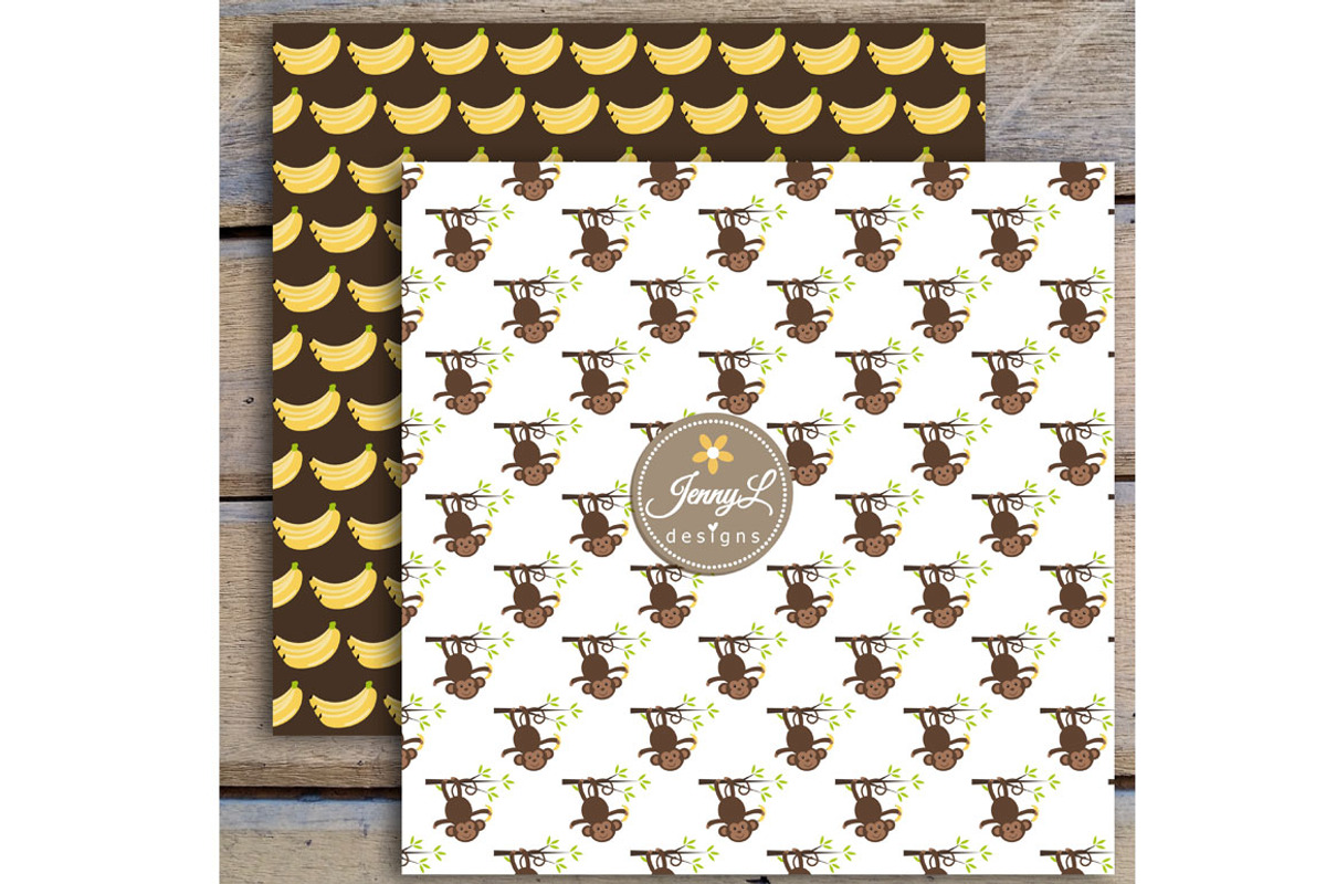 Monkey Digital Papers & Clipart, a Pattern Graphic by JennyL Designs (Photo 5 of 5)