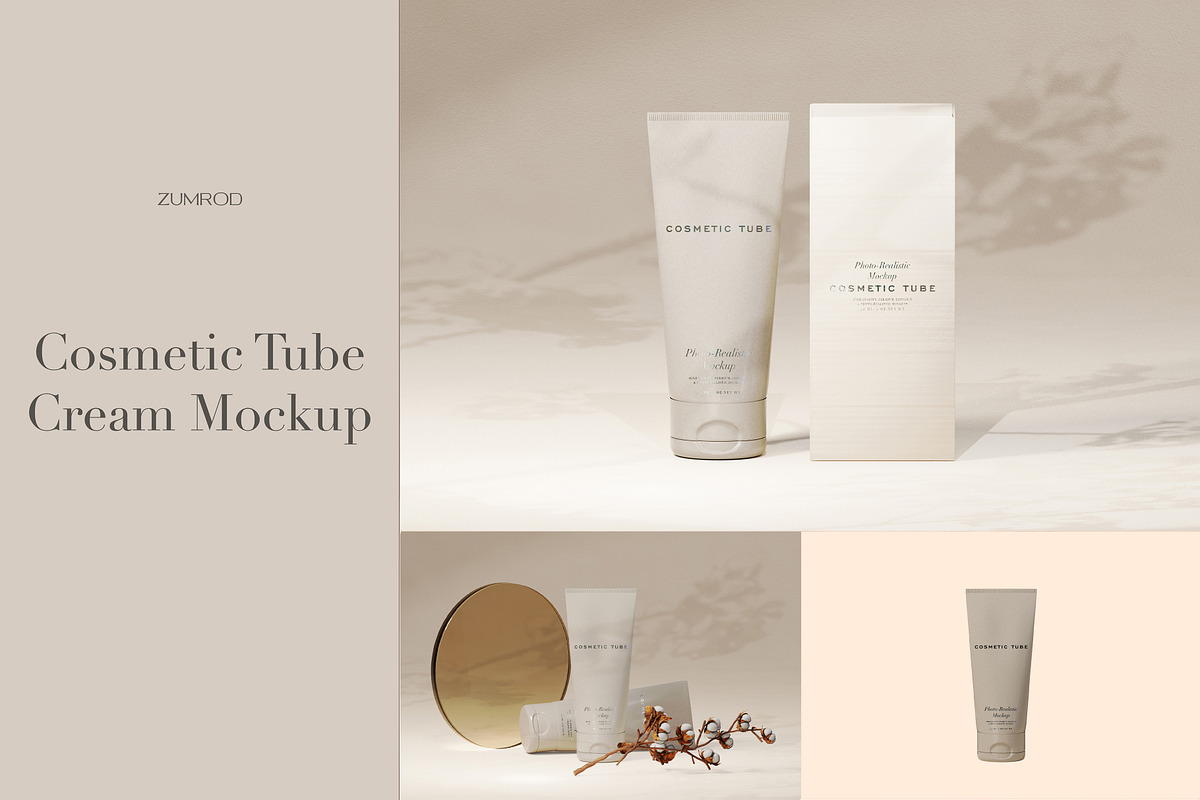 Cosmetic Tube Mockup Trio, a Packaging Mockup by Zumrod (Photo 1 of 11)