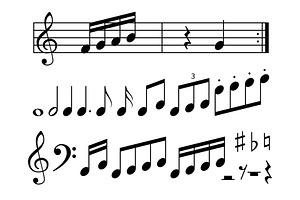 Music notes silhouettes. Treble and, an Education Illustration by Vectorbuum