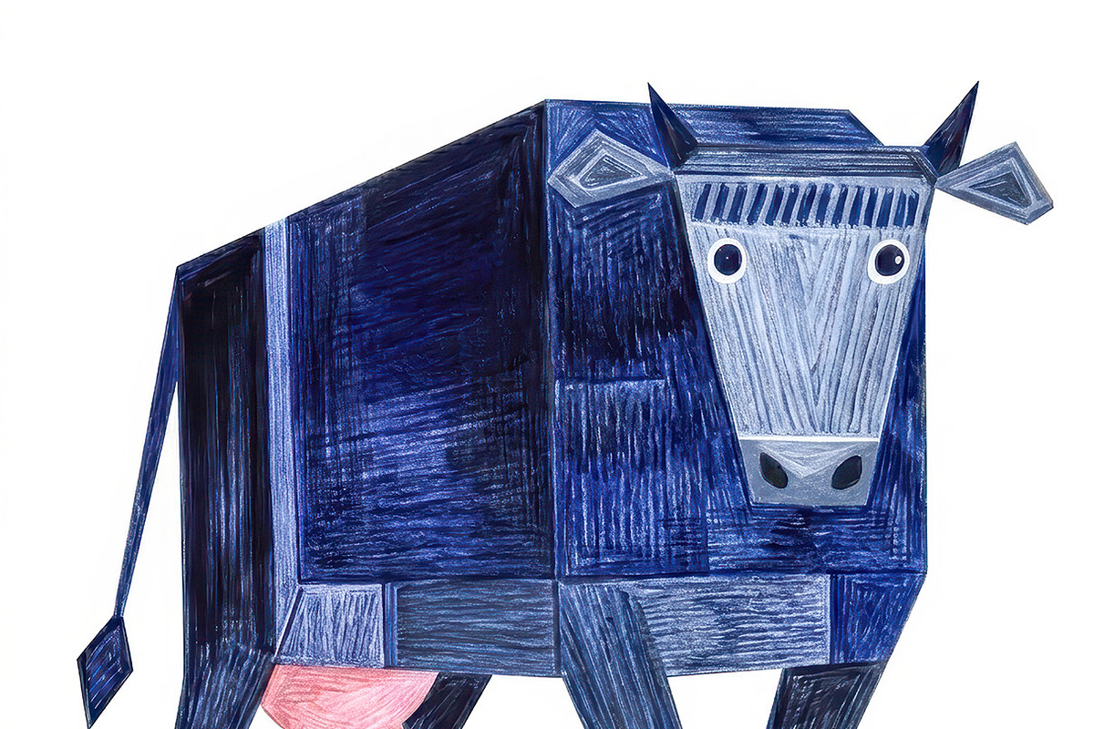 Geometric Blue Cow, an Animal Illustration by StockVerse Creative (Photo 2 of 4)