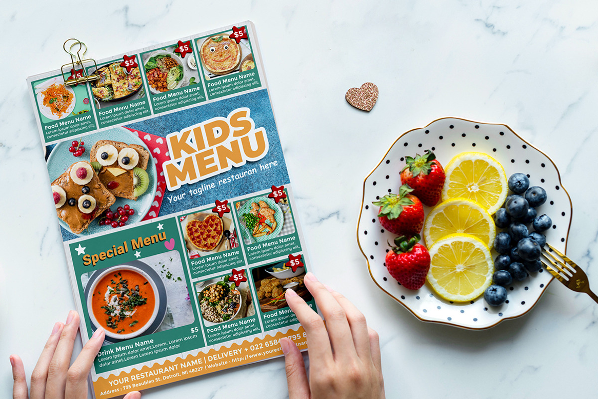 Kids Menu flyer template, a Flyer Template by imadeDesign (Photo 2 of 3)