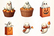 Cute Fall Halloween Ghost Clipart Bu, an Illustration by CrexoraLab (Thumbnail 3 of 5)