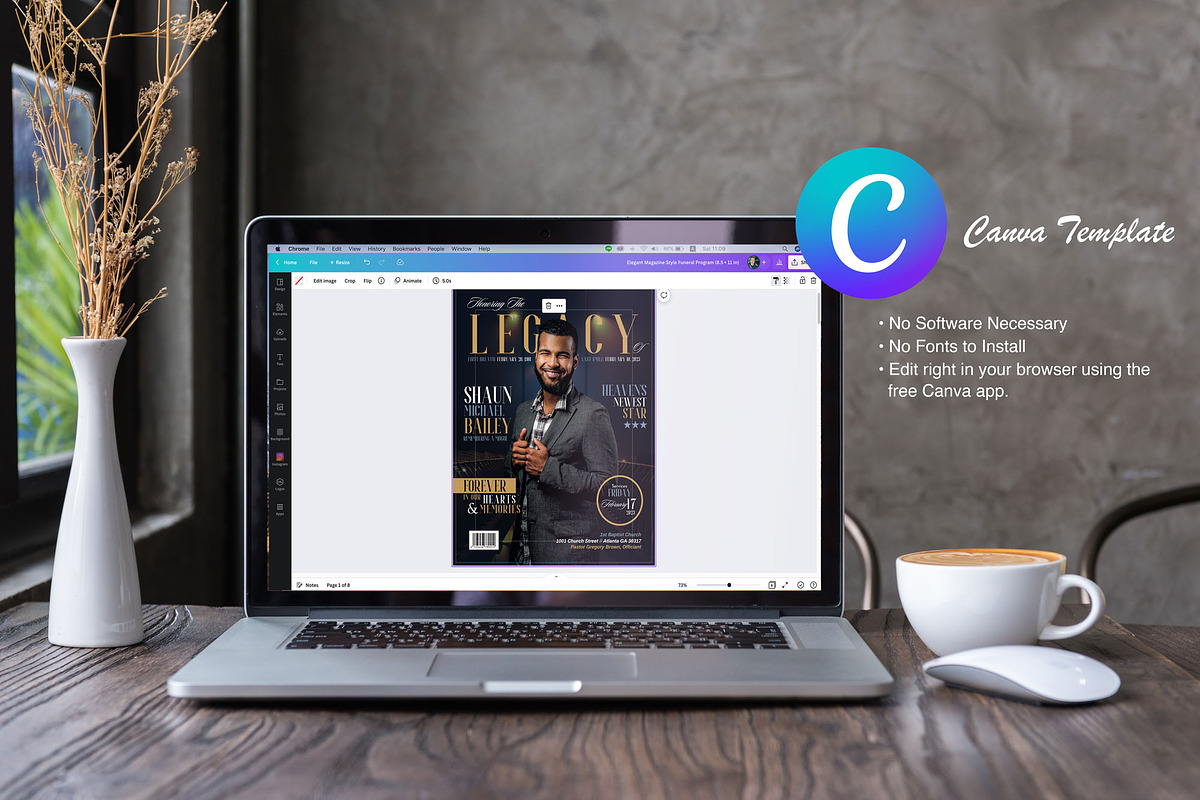 Magazine Style Canva Funeral Program, a Magazine Template by Nate Bartlett Design (Photo 5 of 7)