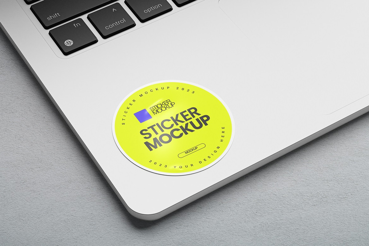 Laptop Sticker Mockup, a Mockup by graphic_keY (Photo 1 of 2)