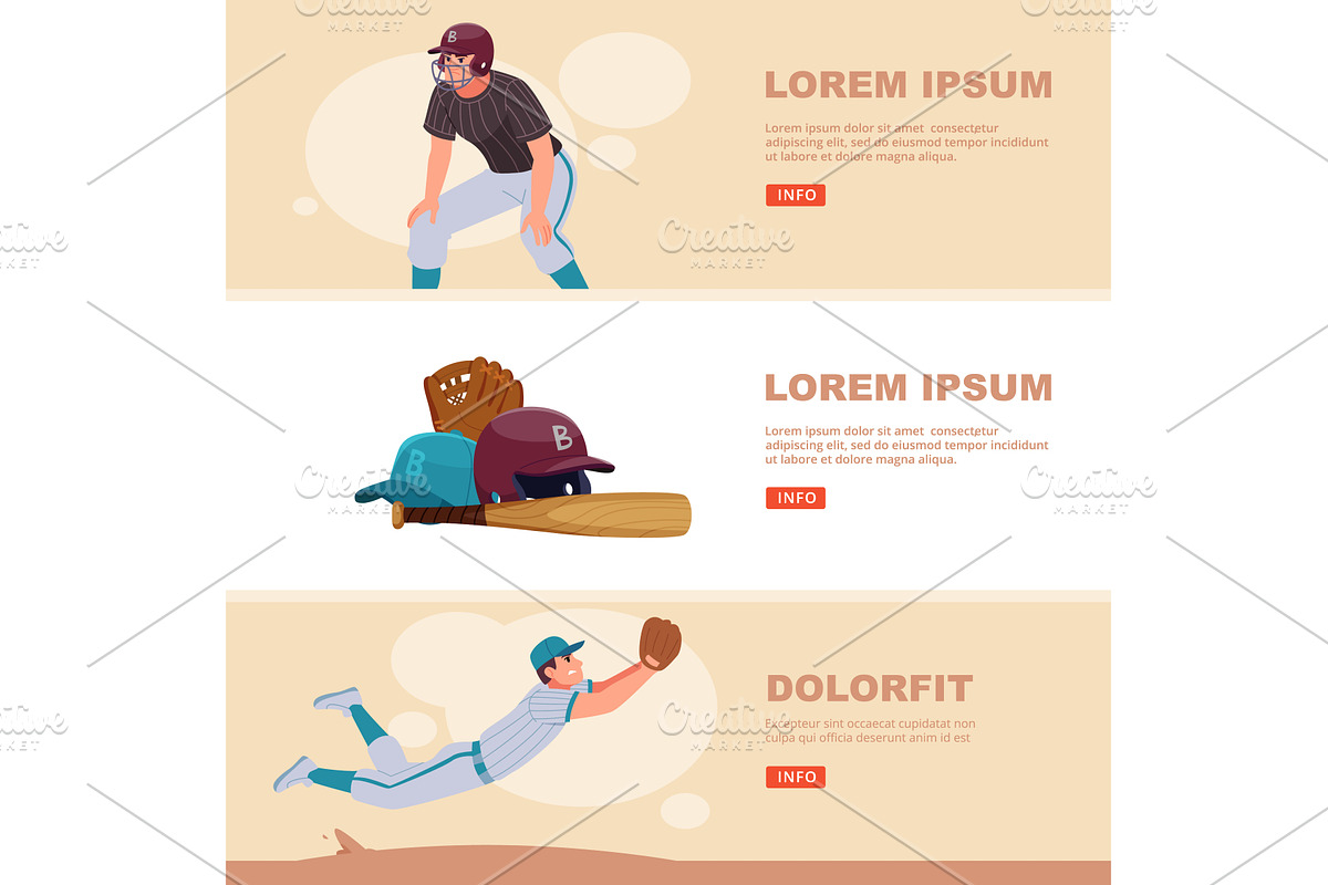 Baseball banners. sport characters, a Sport Illustration by Onyx