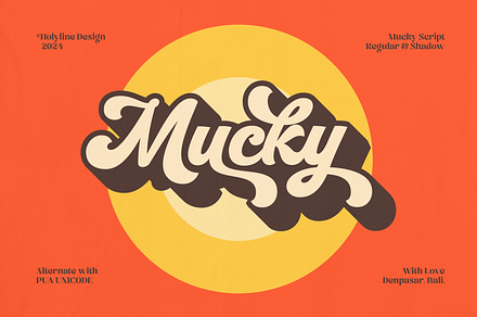 Mucky Script - Retro Groovy Font, a Script Font by Holyline Design