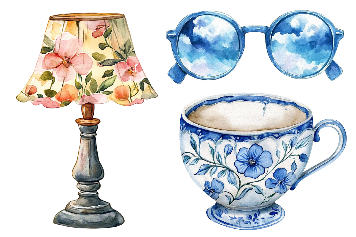 Watercolor Blue Planner Lover, a Seasonal Illustration by CitraGraphics (Photo 4 of 6)