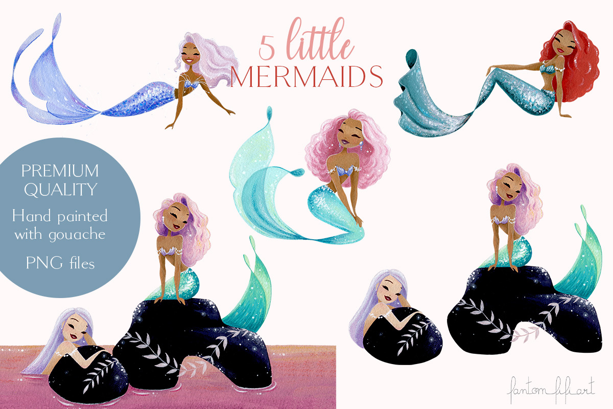 Adorable mermaid collection, an Illustration by Fantom Fifi Art (Photo 2 of 7)