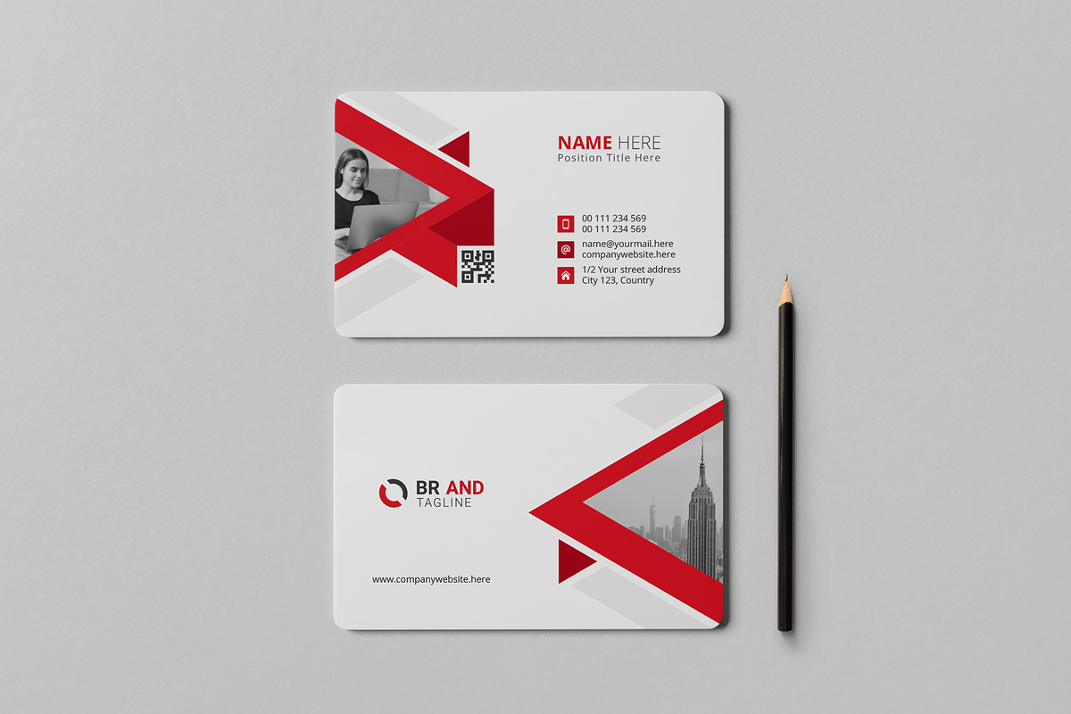 Red Stylish Business Card Template, a Business Card Template by VectStock (Photo 4 of 5)