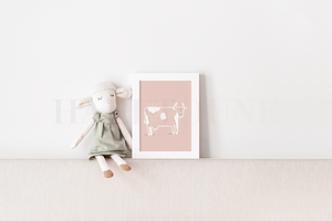 White Frame & Lamb Toy Mockup