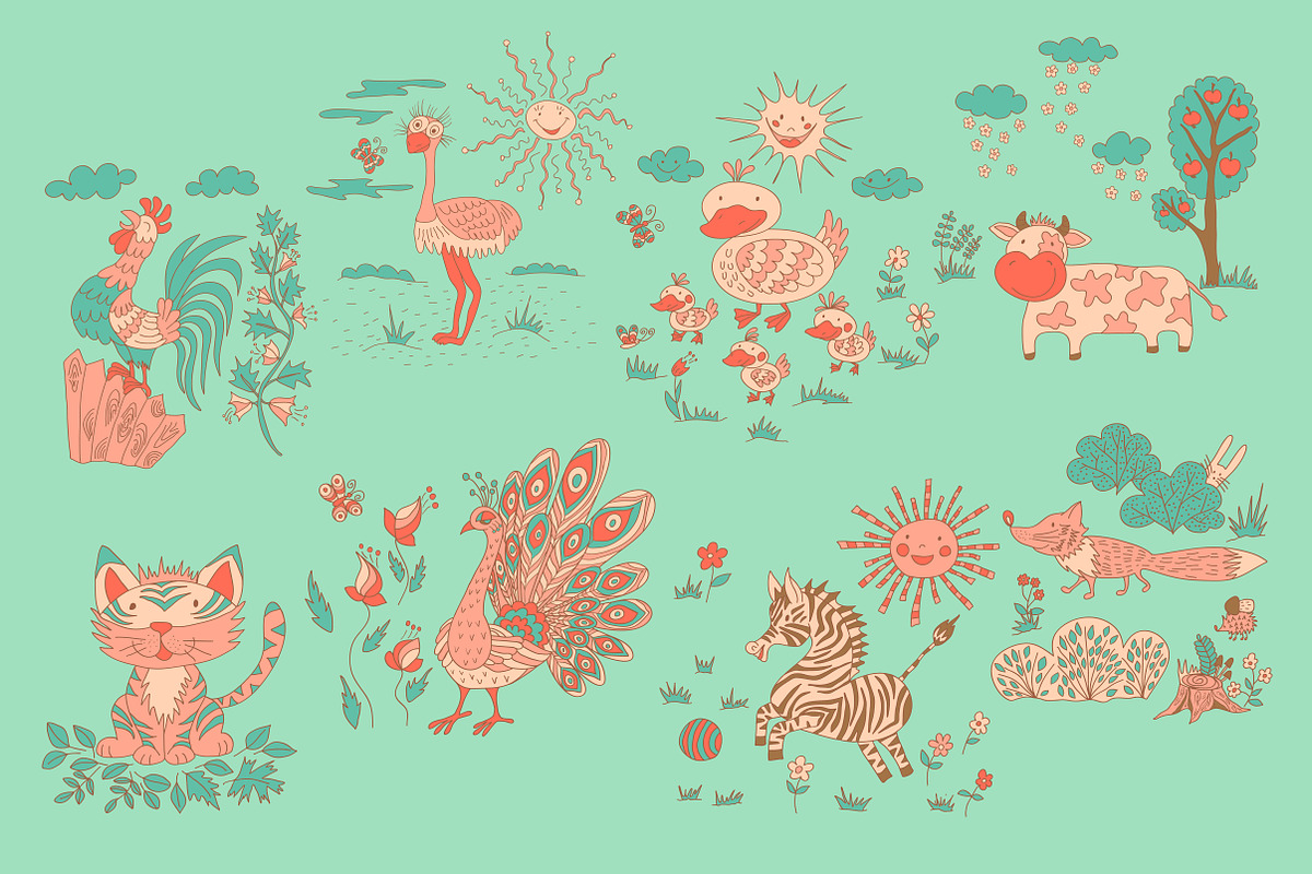 Funny Cartoon Animals Set, an Animal Illustration by Marya Deneko (Photo 3 of 5)