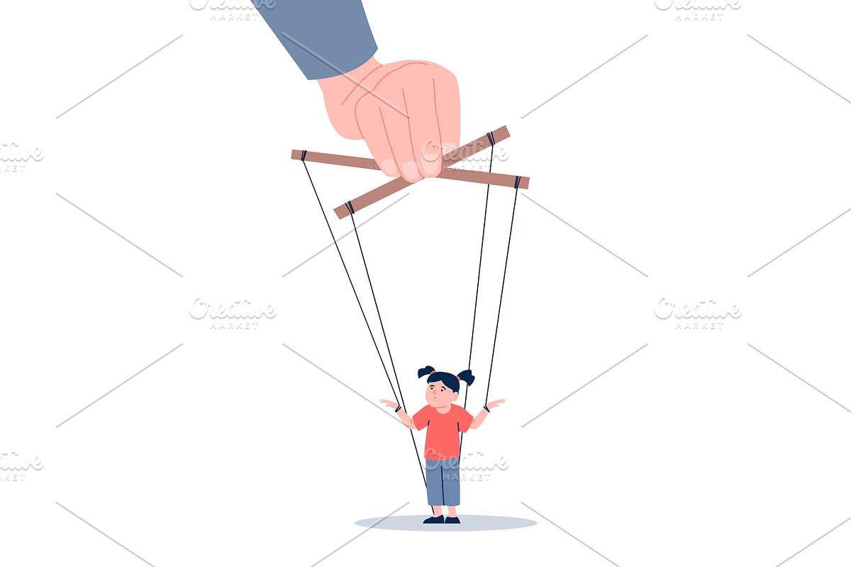 Adult person manipulating little, an Illustration by LadadikArt