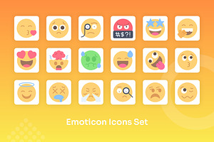 Emoticon Icons Set - Flat