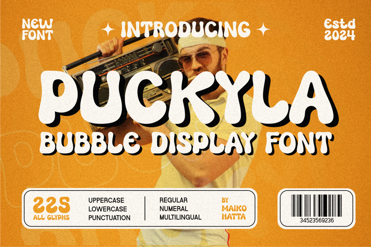 Puckyla - Bubble Display Font, a Sans Serif Font by MaikoHatta (Photo 1 of 8)