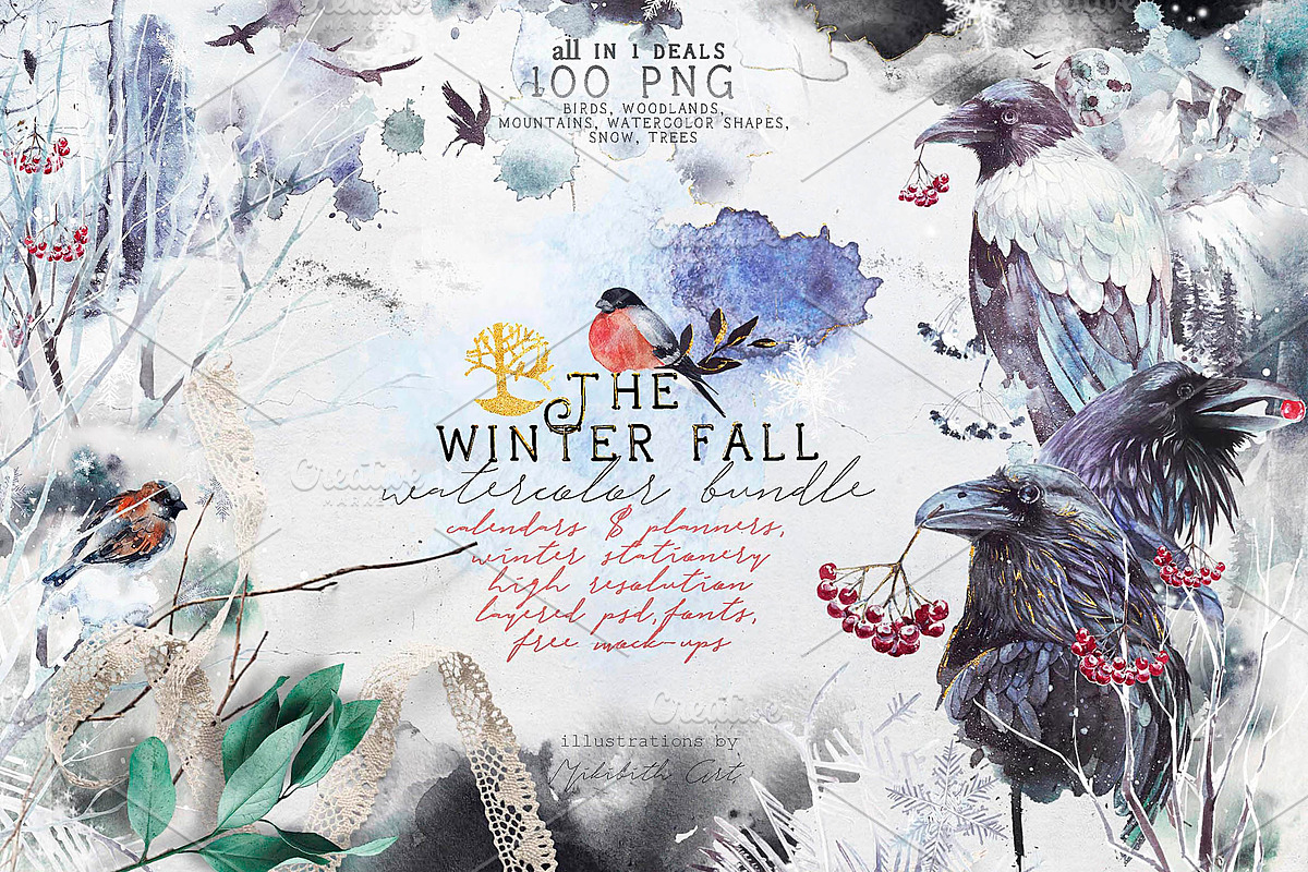 Winter fall bundle. all in 1, an Animal Illustration by Alisa Mikibith Art (Photo 1 of 30)