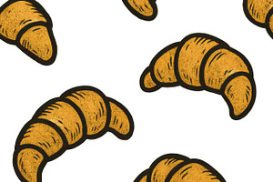 Croissants seamlessly arranged on tr, an Illustration by Dvoevnore photos