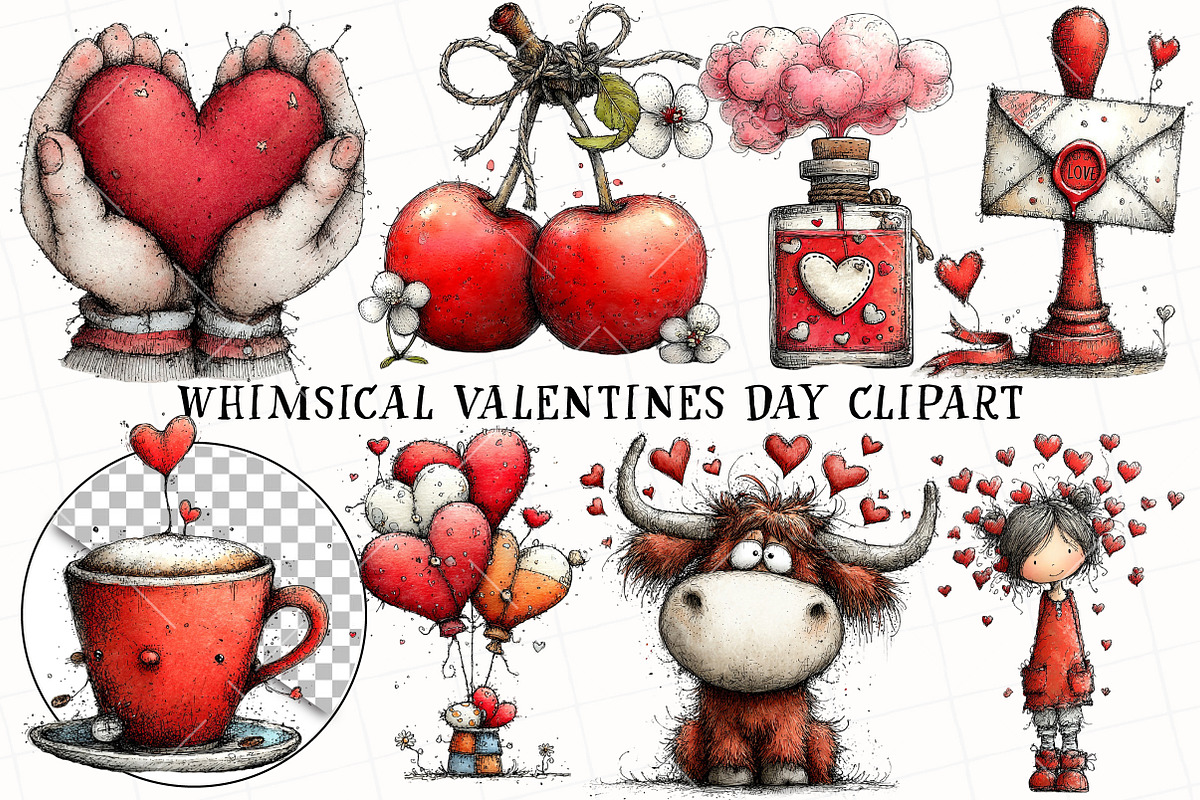Whimsical Valentines Day Clipart, an Illustration by OK Design (Photo 2 of 6)