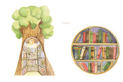 Children and books, watercolor set, an Education Illustration by Love Watercolor Store (Thumbnail 5 of 10)