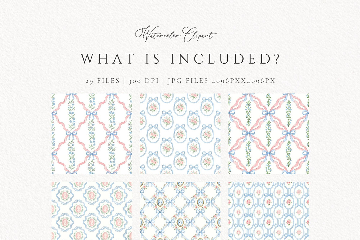 Grandmillennial Seamless Pattern, a Pattern Graphic by Invite to Clipart (Photo 4 of 12)