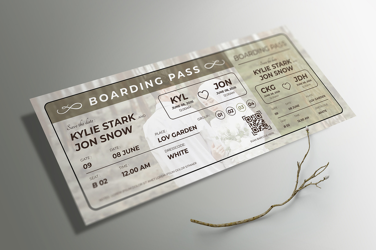 Wedding Invitation Ticket, an Invitation Template by Aarley Kaiven (Photo 1 of 3)