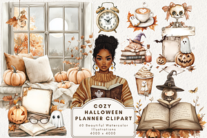 Cozy Halloween Planner Clipart, an Illustration by NadiaTheronArt