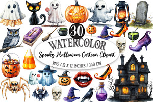 Spooky Halloween Cartoon Clipart, an Illustration by Designking