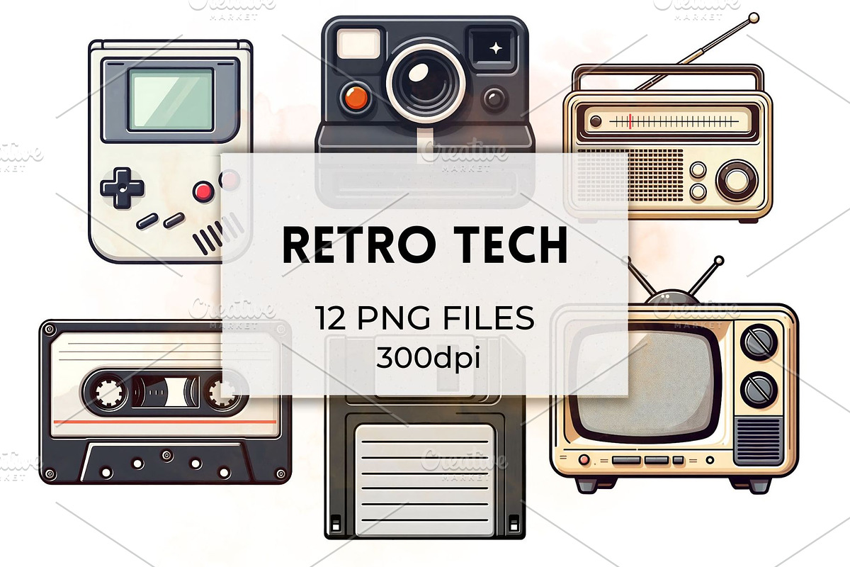 Retro Tech PNG Clipart Collection, a Technology Illustration by QM_ART (Photo 1 of 7)