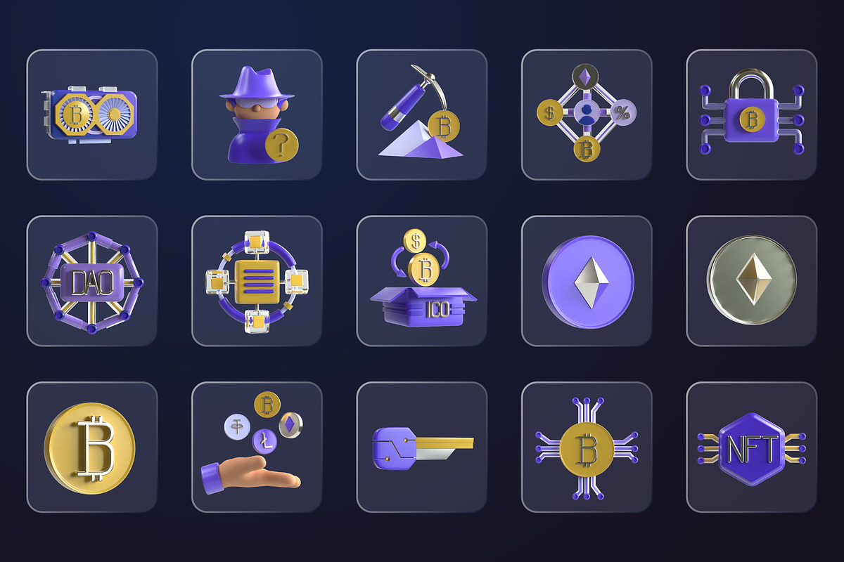 3D Crypto Icons, a 3D by Flat Icons