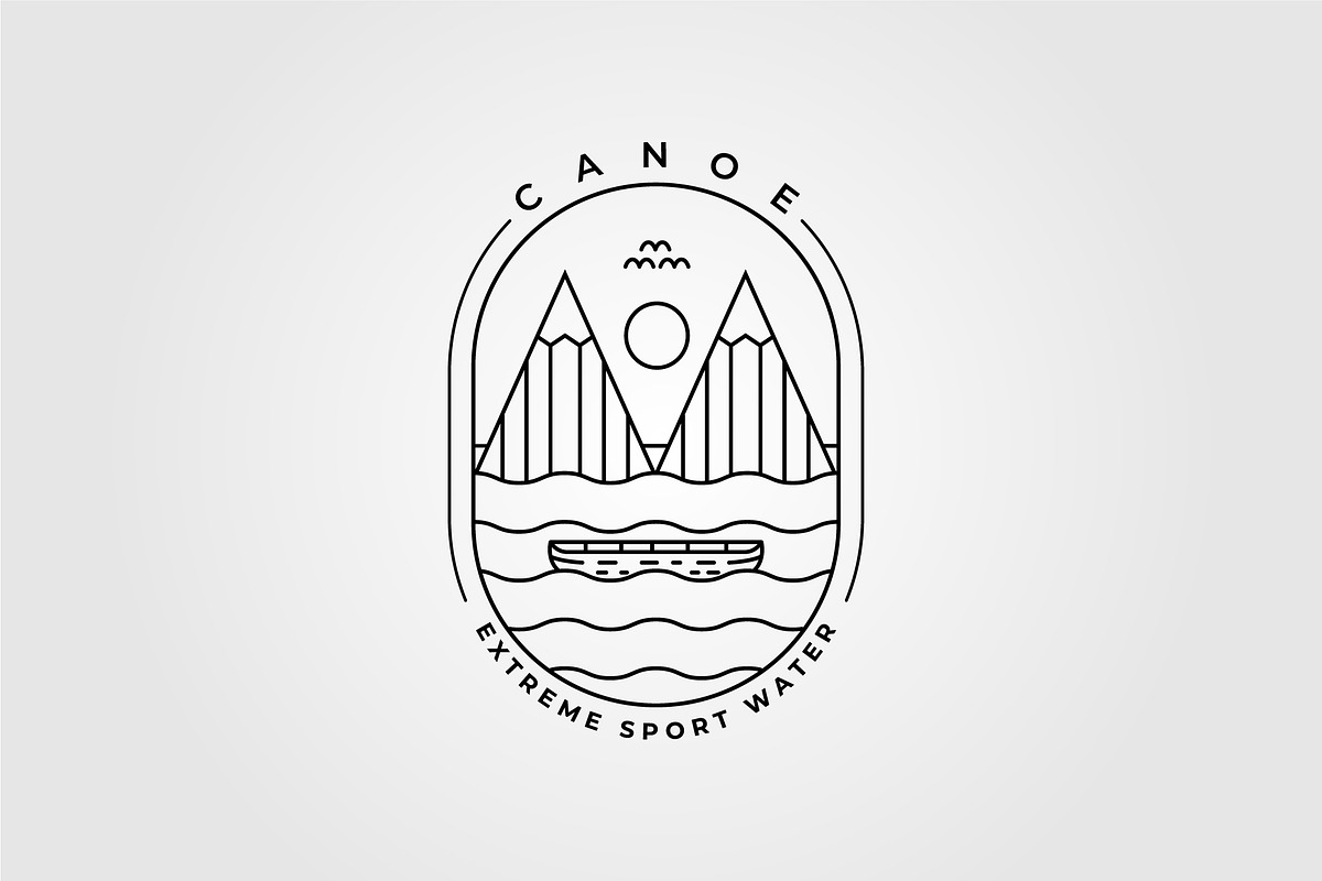 canoe kayak mountain logo., an Outline Icon by Rizkaarishandy_shop
