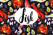 Watercolor Seafood, a Decorative Illustration by Mona Monash (Thumbnail 6 of 9)