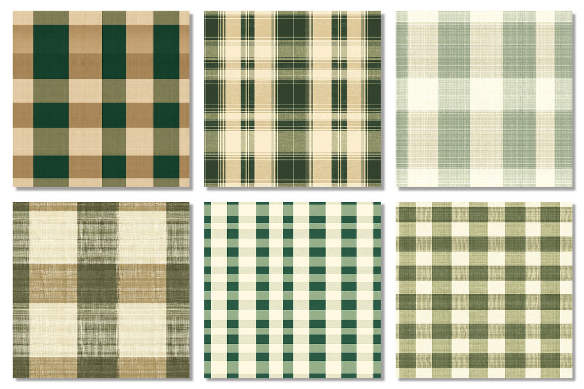 Green & Beige Gingham Patterns, a Pattern Graphic by Dream Creation (Photo 4 of 6)