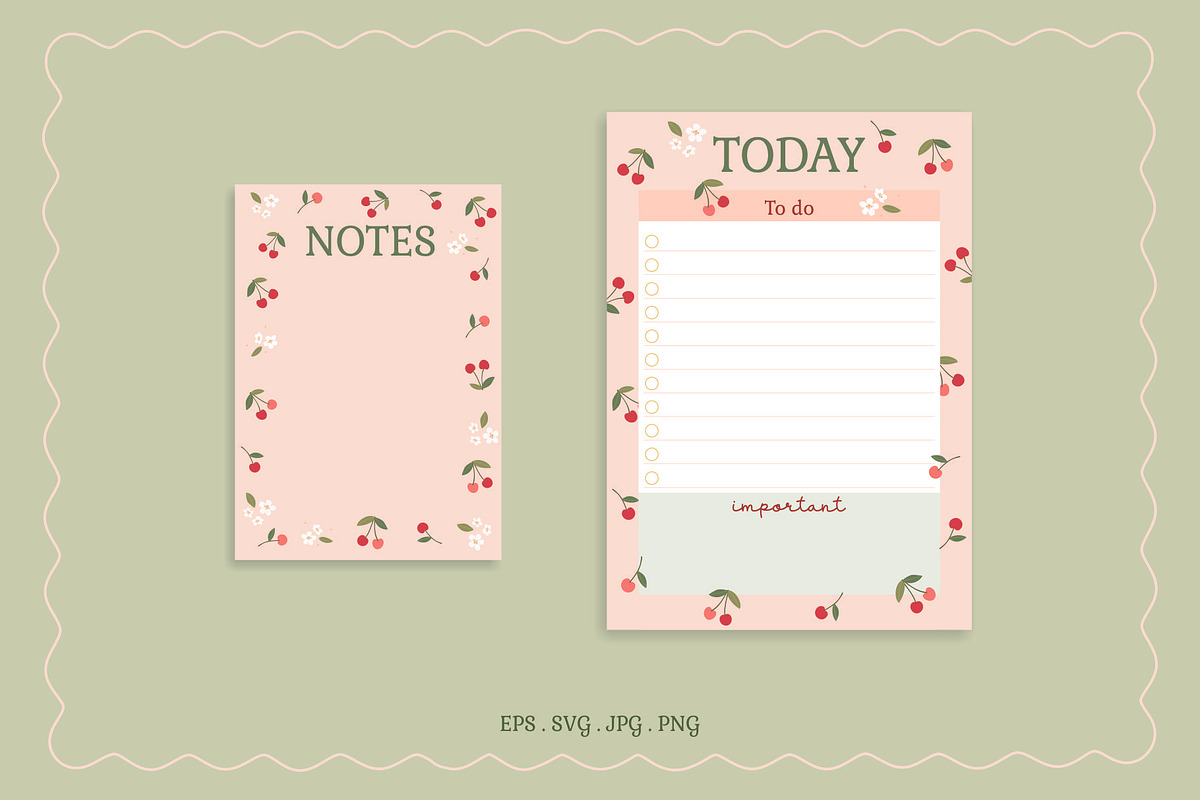 Cherry Patterns & Stationery Set, a Graphic by Nina Bered Illustration (Photo 6 of 6)