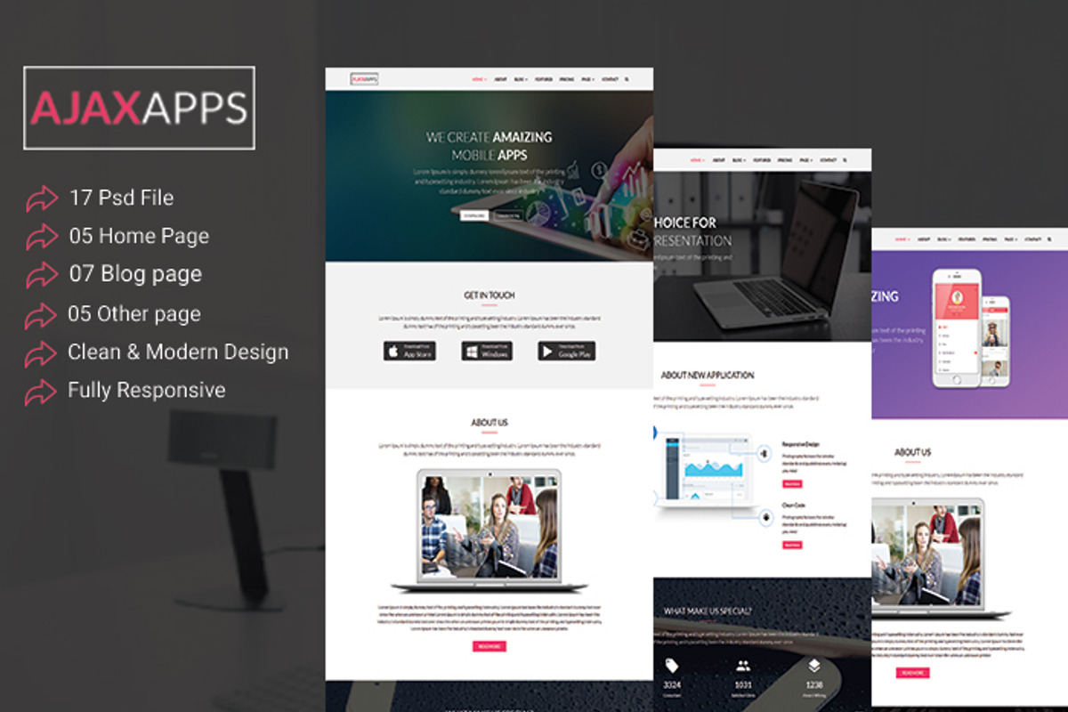 AJAXAPPS Creative HTML5   Template, a HTML Template by CreativeGigs (Photo 1 of 5)